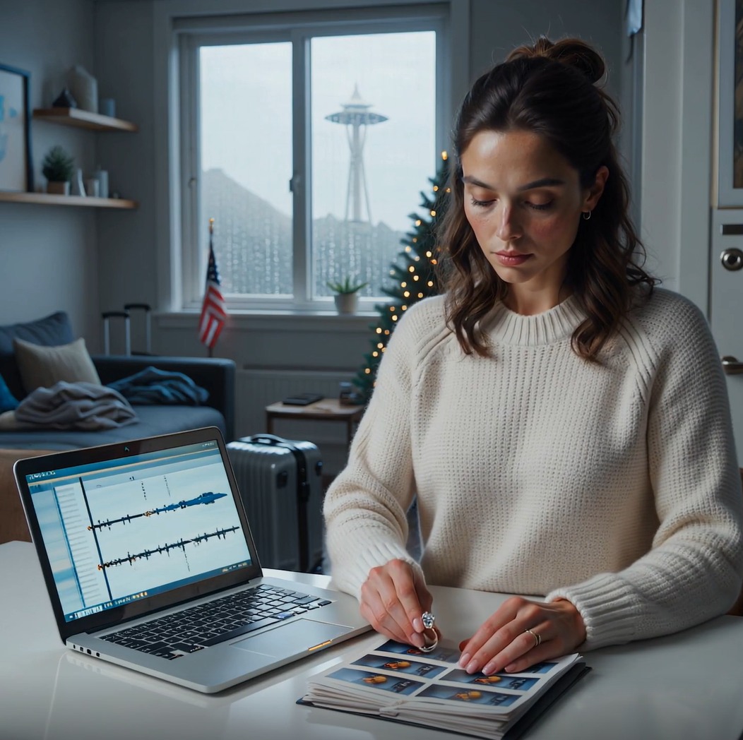 Powiedział, że jego tata jest w szpitalu, a potem jego była dziewczyna umieściła go pod choinką, więc zostawiłam pierścionek na stole i pozwoliłam, by cisza przerodziła się w plan.