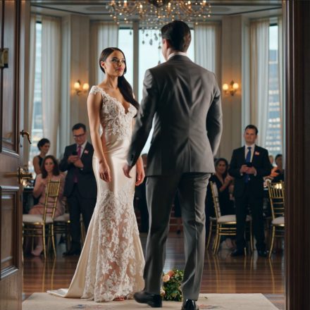 Została przy ołtarzu, a gdy wszyscy zaczęli szemrać, jej szef podszedł powoli, pochylił się i szepnął: „Grajcie razem. Udawajcie, że jestem panem młodym. Muzyka – teraz”.