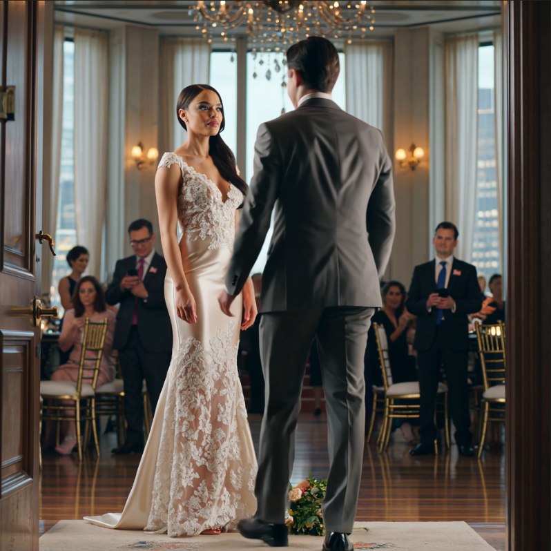 Została przy ołtarzu, a gdy wszyscy zaczęli szemrać, jej szef podszedł powoli, pochylił się i szepnął: „Grajcie razem. Udawajcie, że jestem panem młodym. Muzyka – teraz”.