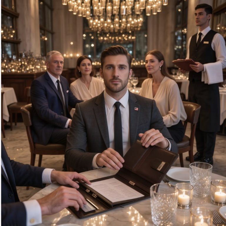 W restauracji mój brat stuknął kieliszkiem i powiedział: „Za rodzinę, wszystkich oprócz Liama. Jest adoptowany”. Wszyscy się roześmiali. Wtedy kelner położył przede mną czarną teczkę: 3270 dolarów za cały stolik. Odsunąłem ją i powiedziałem: „Proszę wpisać nazwisko mojego brata, bo to on zrobił rezerwację”. Jego uśmiech zniknął… a potem podszedł menedżer.