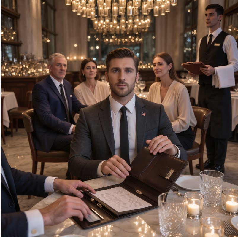 W restauracji mój brat stuknął kieliszkiem i powiedział: „Za rodzinę, wszystkich oprócz Liama. Jest adoptowany”. Wszyscy się roześmiali. Wtedy kelner położył przede mną czarną teczkę: 3270 dolarów za cały stolik. Odsunąłem ją i powiedziałem: „Proszę wpisać nazwisko mojego brata, bo to on zrobił rezerwację”. Jego uśmiech zniknął… a potem podszedł menedżer.