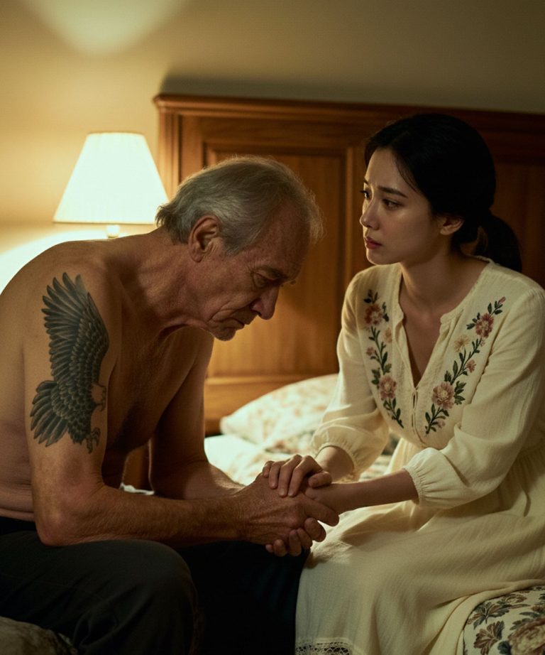 Kąpałam sparaliżowanego teścia za plecami mojego męża… i gdy odkryłam ślad na jego ciele, padłam na kolana, a sekret mojej przeszłości został ujawniony.