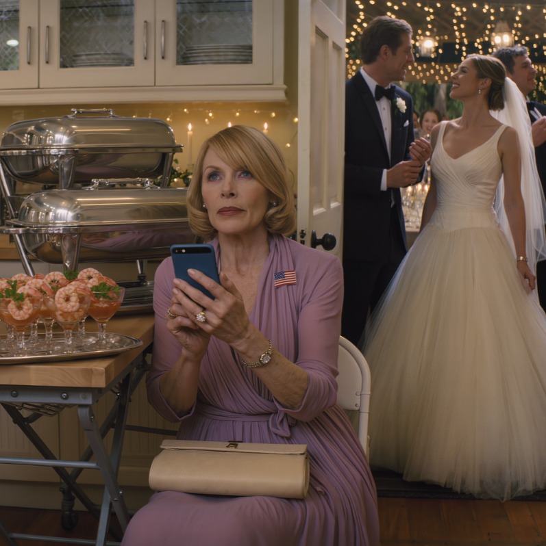 Posadziła mnie przy kuchni. To tam, przez wahadłowe drzwi, za tacą z koktajlem krewetkowym, za który zapłaciłem, oglądałem ślub mojego syna, a pokój, który sfinansowałem, wypełniał się śmiechem, który ani razu nie skierował się w moją stronę.