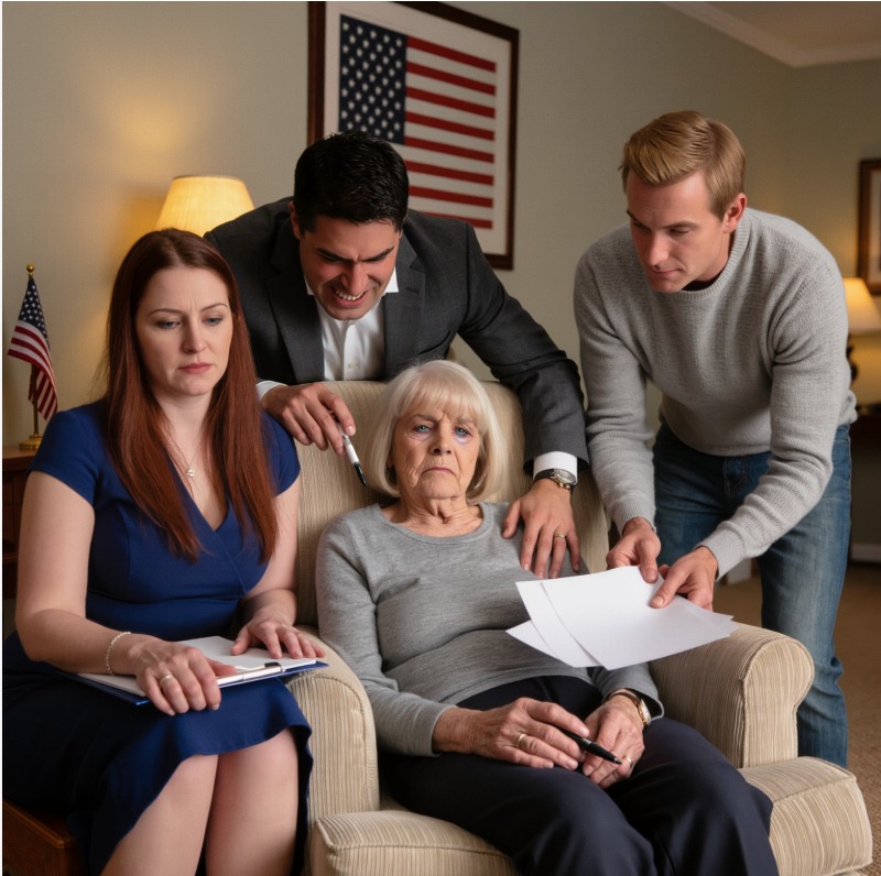 „Podpisz albo cię odłączą” – zażądała moja rodzina. Tydzień po pogrzebie męża, moje troje dzieci przesunęło po stole „umowę o dożywocie”, uśmiechając się, jakbym miała tylko jedną opcję. Nie wiedziały, że nadal posiadam 630-akrowe ranczo, 3 miliony dolarów w funduszu powierniczym i że po cichu przygotowałam plan – taki, który odwróci sytuację i zostawi ich bez słowa.