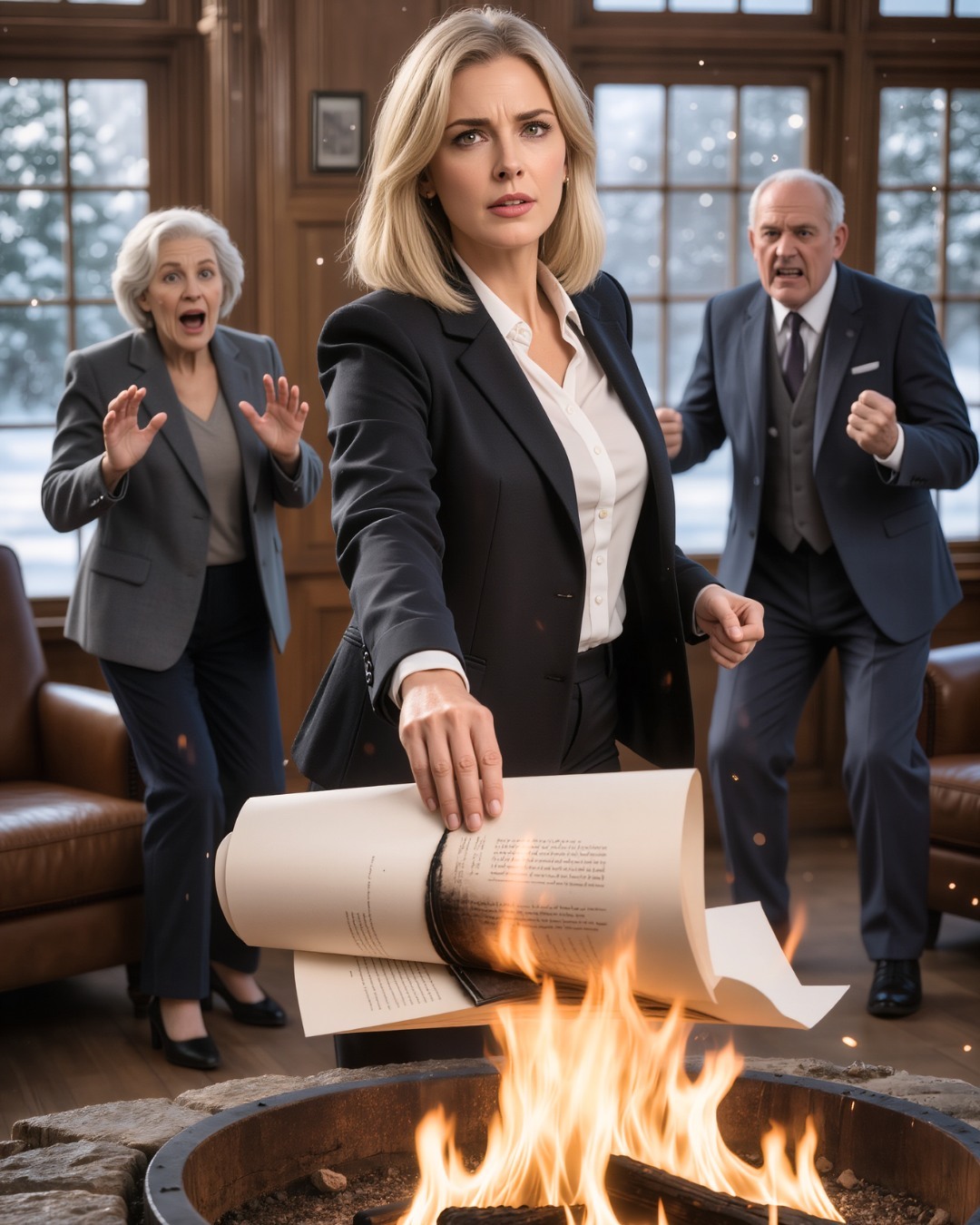 Mama przyleciała ze mną do domu na święta, obiecując „nowy początek”. Zamiast tego tata zamknął drzwi, przesunął po stole papiery o kuratelę i powiedział mi, żebym podpisała swoje życie, bo inaczej lichwiarze „zajmą się” moim bratem. Myśleli, że jestem bezbronną córką. W rzeczywistości byłam biegłym sądowym, który potajemnie kupił ich dług. Kiedy mama zadzwoniła pod 911 i krzyknęła, że ​​MAM BROŃ, po cichu włączyłam kamery monitoringu…