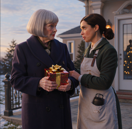 Po roku milczenia mój syn zaprosił mnie na kolację do swojej rezydencji w Beverly Hills, a jego gosposia chwyciła mój płaszcz na schodach i szepnęła: „Proszę, nie przechodź przez te drzwi”.