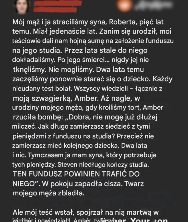 Moja szwagierka zażądała, abym przekazała fundusz na studia mojego zmarłego syna jej synowi