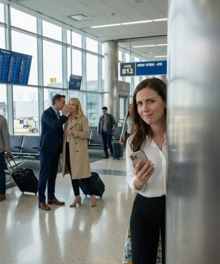 Przyjechałam na lotnisko tylko po to, żeby pożegnać się z przyjaciółką – aż zobaczyłam męża w poczekalni, obejmującego kobietę, o której przysięgał, że to „tylko koleżanka z pracy”. Podeszłam bliżej, z bijącym sercem, i usłyszałam, jak szepcze: „Wszystko gotowe. Ten głupiec straci wszystko”.