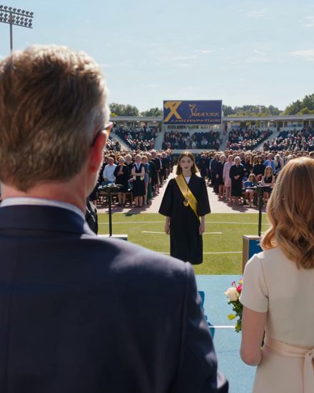 Przyjechali na uroczystość ukończenia szkoły przez moją siostrę bliźniaczkę z kwiatami i uśmiechami z pierwszego rzędu – a potem dziekan zaczął opisywać prymuskę, której nie rozpoznali