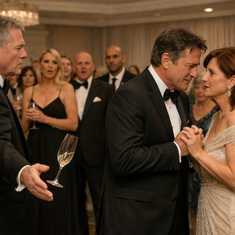 Mój mąż zaciągnął mnie na galę, żeby zaimponować nowemu właścicielowi. “Zostań z tyłu, twoja sukienka jest żenująca,” syknął. Kiedy miliarder przyjechał, zignorował uścisk dłoni mojego męża. Podszedł prosto do mnie, wziął moje dłonie i wyszeptał ze łzami w oczach: “Szukam cię od 30 lat…” Mój mąż upuścił szklankę.