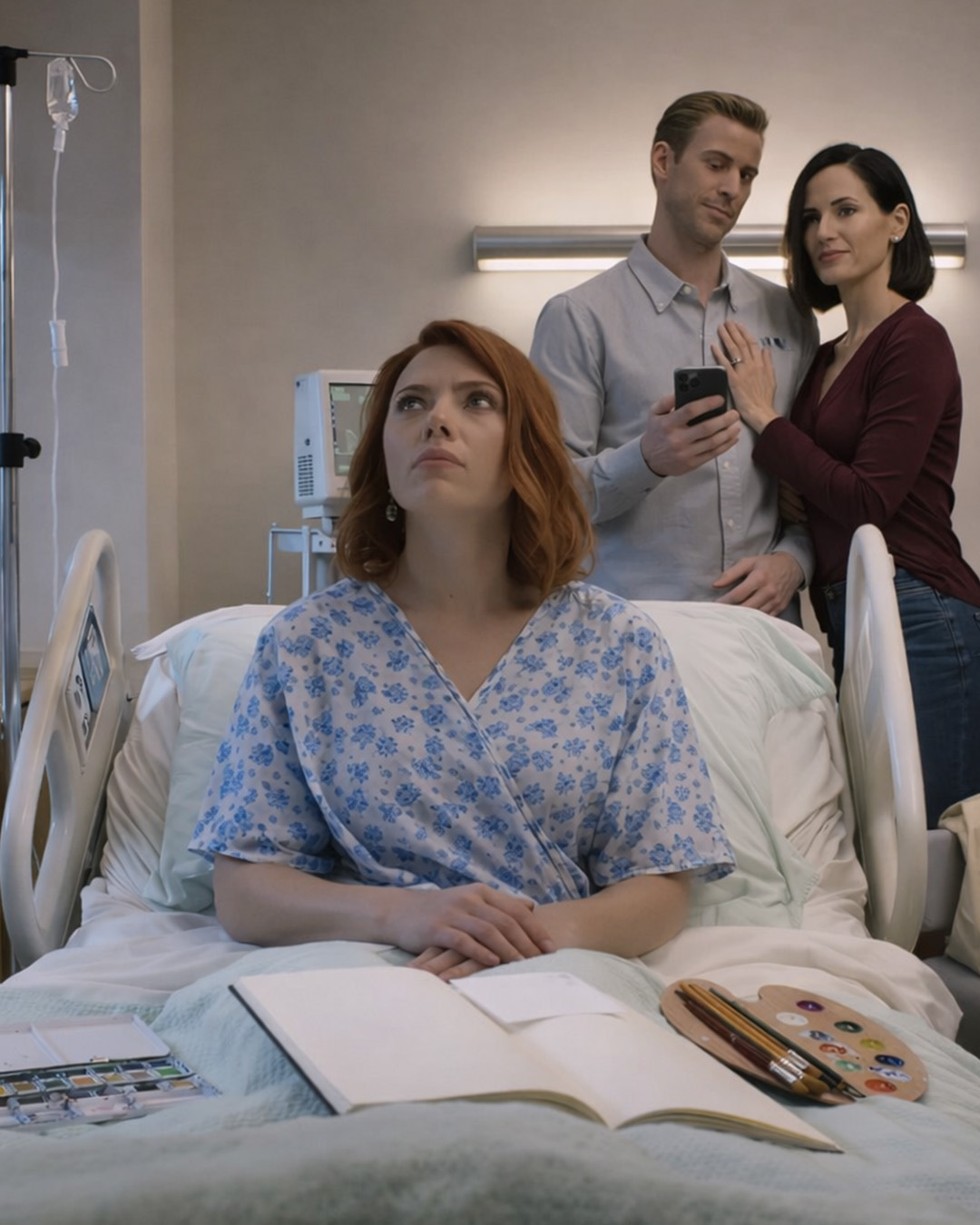 Mój mąż zniknął na miesiąc, po czym wszedł do mojego pokoju w szpitalu, rzucił wizytówkę adwokata od spraw rozwodowych na mój koc i zażartował, że powinnam mu „płacić” 1000 dolarów miesięcznie – podczas gdy moja najlepsza przyjaciółka z dzieciństwa trzymała go za ramię i uśmiechała się. Założyli, że cichy ilustrator jest bezsilny. Ale w chwili, gdy podpisałam, klucze do domu, ukryte terminy i jeden przeoczony szczegół w dokumentach zaczęły zamieniać ich samozadowolenie w panikę.