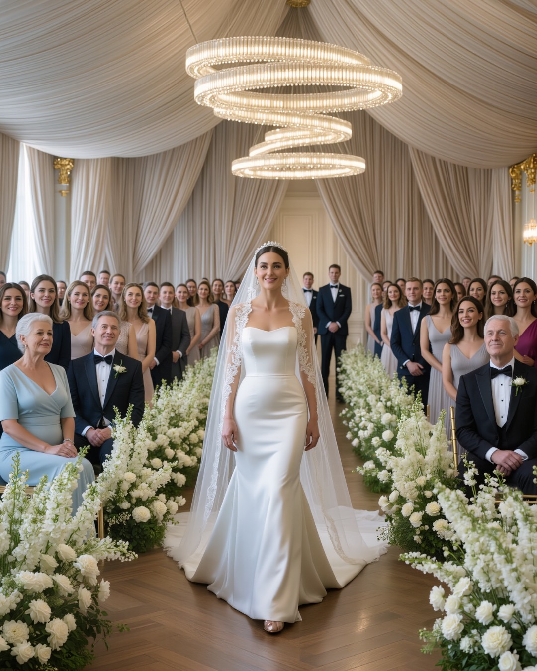 „Wyjdź sam” – zaśmiała się mama. „Chyba tak się dzieje, kiedy wychodzi się za mąż za kogoś, kto nie ma nikogo”. Więc poszłam. Chwyciłam bukiet i szłam sama, słysząc, jak rodzice szepczą o tym, jaki „mały” i „żenujący” był mój ślub. Nie mieli pojęcia, kto siedzi na tych krzesłach. Kiedy drzwi się otworzyły i wstał burmistrz, a za nim senator i mój kurator, rodzice w końcu przestali się śmiać – i uświadomili sobie, kim tak naprawdę jest ich „nikt”.