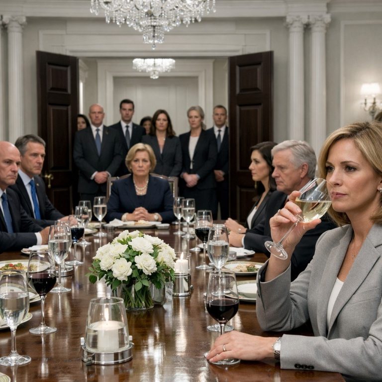 wst Podczas kolacji koronował się na prezesa, podał mi wiadomość o rozwodzie w obecności swojej matki — wtedy zaświecił się mój telefon: „Nie ruszaj się. Tata idzie”.