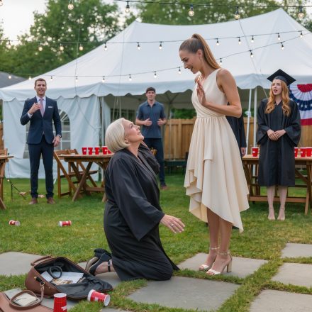 Moja synowa odepchnęła mnie na przyjęciu z okazji ukończenia szkoły przez moją wnuczkę, a pięć słów, które wypowiedziałam, poruszyło całą rodzinę.