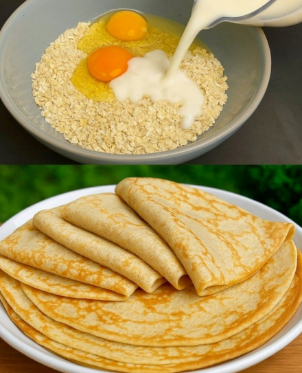 Przyrządzam to każdego ranka: owsiane naleśniki w 5 minut bez cukru i mąki! 220 g płatków owsianych, 4 jajka 🤩Pełny komentarz do artykułu👇💬