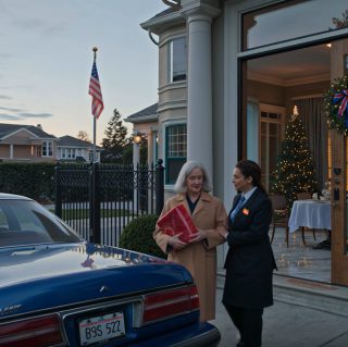 Kolacja wigilijna miała zakończyć rok milczenia, ale na schodach domu mojego syna w Beverly Hills drżąca gosposia ścisnęła mój płaszcz i błagała, żebym uciekał — zanim światełka na choince, marmurowe podłogi i stół nakryty dla trzech osób mogą stać się kosztownym pożegnaniem mojego życia tej nocy.