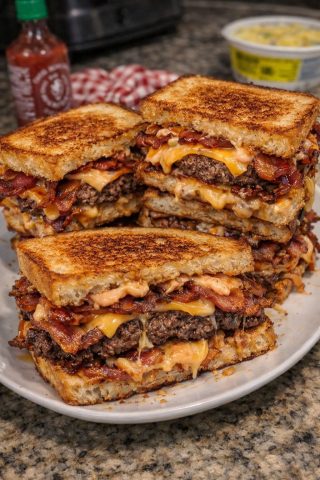 Chrupiące topnie, bang-bang bekon, cheeseburger grillowane kanapki