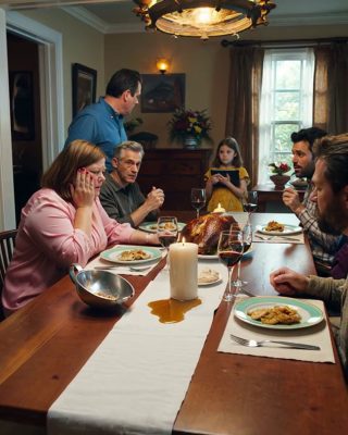 Mój mąż uderzył mnie w twarz na oczach całej swojej rodziny w Święto Dziękczynienia — po czym nasza 9-letnia córka wystąpiła naprzód z tabletem i pięcioma słowami, które sprawiły, że zbladł jak ściana.