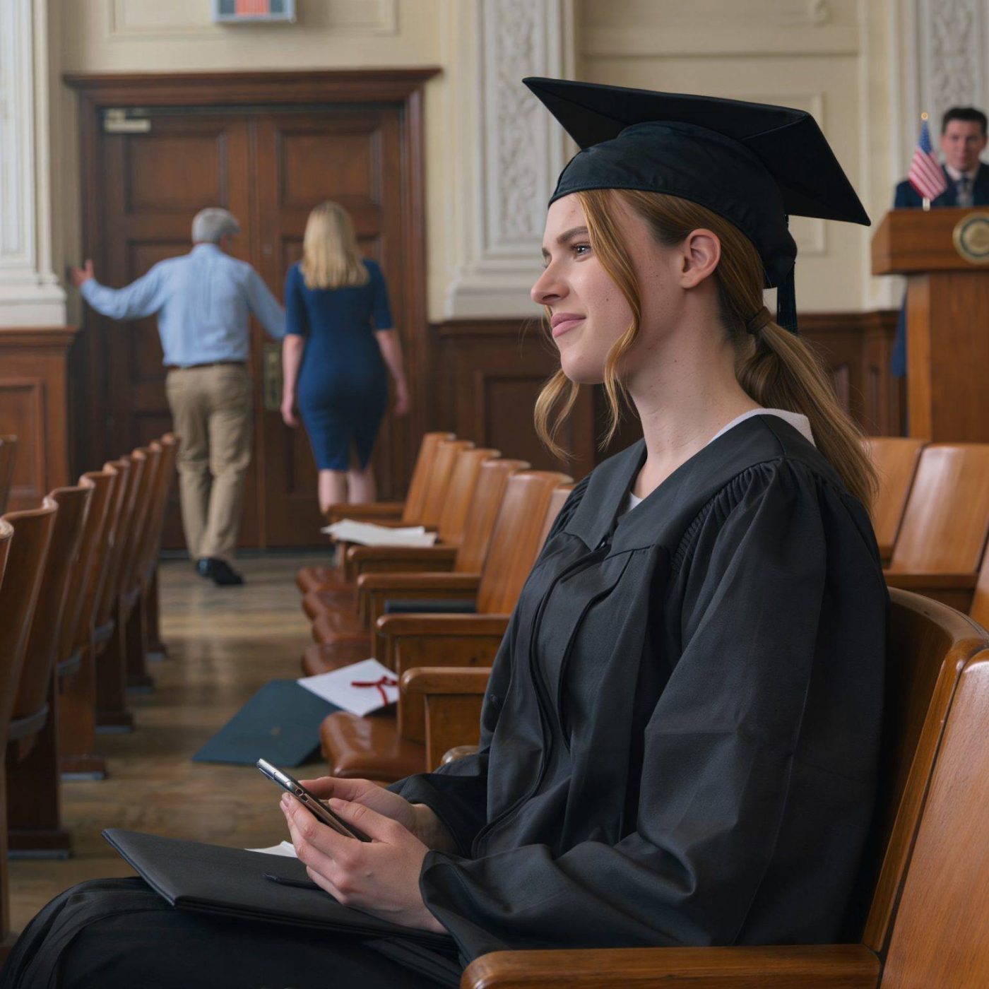 „Wsiadaj do autobusu do domu – tatuś musi być na czas, żeby kupić twojej siostrze Bentleya” – powiedział tuż przed zakończeniem roku… Dziesięć sekund później zostawili dwa wolne miejsca i odwrócili się… Wtedy dziekan nagle przerwał program i spojrzał prosto na publiczność: „Dziś mamy wyjątek…”