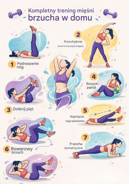 Kompletny trening brzucha w domu – 7 ćwiczeń