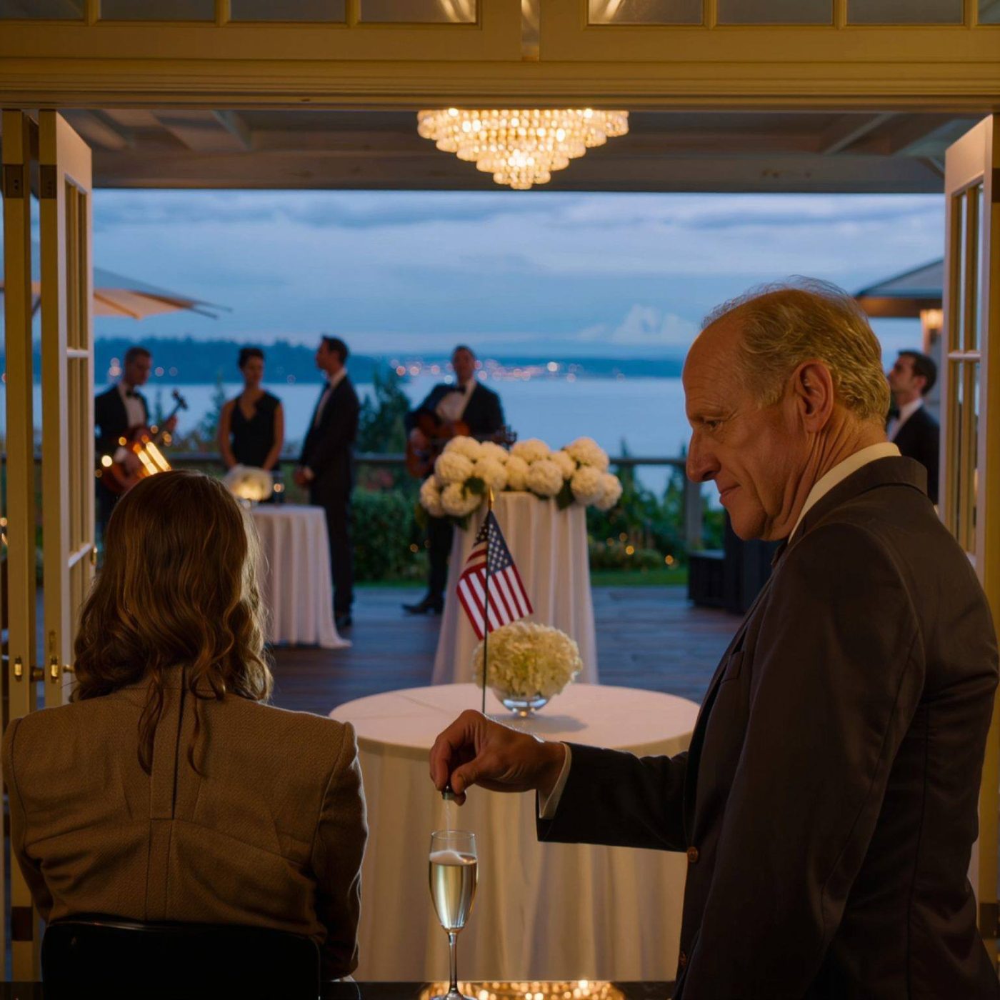 Na przyjęciu z okazji ukończenia szkoły w Skyline Terrace zobaczyłem, jak mój ojciec dyskretnie wrzucił dziwny proszek do kieliszka do szampana stojącego obok „najważniejszego” miejsca wciśniętego przy drzwiach kuchennych, moja matka uśmiechała się, jakby nic się nie działo, moja siostra była chwalona jak gwiazda, a mnie przedstawiono bez imienia, więc wstałem z uśmiechem, odłożyłem kieliszek „dla zabawy” i całe pomieszczenie zaczęło robić się zimne.