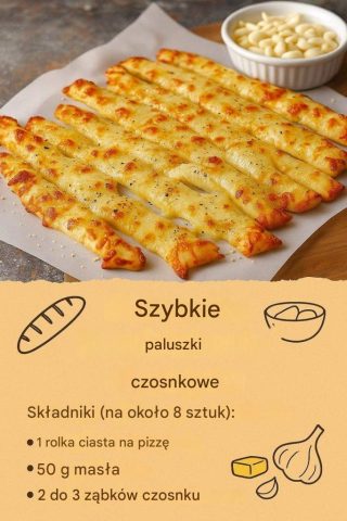 Szybkie czosnkowe paluszki – miękkie w środku, chrupiące na zewnątrz i pełne smaku!