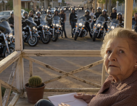 Kiedy 78-letniej babci powiedziano, że musi opuścić dom, w którym wychowała pięcioro sierot, pomyślała, że ​​następnym razem do drzwi zapuka szeryf, a nie 500 ryczących motocykli wypełniających cichą ulicę jej Arizony.CZĘŚĆ I – Nakaz eksmisji Ręce jej drżały, gdy po raz trzeci czytała nakaz eksmisji. Siedemdziesiąt osiem lat. Pięć sierot wychowywanych samotnie. Trzydzieści pięć lat w tym domu. A teraz trzy miesiące do mojego wyjazdu. W późnym popołudniowym świetle Prescott w Arizonie w USA Grace Whitfield siedziała w swoim zniszczonym bujanym fotelu na zniszczonej drewnianej werandzie swojego małego domu przy Copper Basin Road. Papier wydawał się ciężki w jej dłoniach, znacznie cięższy niż powinien, obciążony siedemdziesięcioma ośmioma latami wspomnień i trzydziestoma pięcioma latami poświęceń. Dom nie był już tak atrakcyjny jak kiedyś. Biała farba wyblakła do matowej szarości i łuszczyła się w miejscach, do których Grace nie mogła dosięgnąć, żeby ją poprawić. Drzwi wejściowe lekko zapadły się na środku od dziesięcioleci zabaw dzieci. Drzwi z moskitierą skrzypiały, gdy otwierały się i zamykały trochę za mocno. Ale były jej. A raczej były, dopóki rachunki za leczenie i podatki od nieruchomości nie wzrosły tak bardzo, że jej skromna emerytura nie była w stanie ich pokryć. Grace zamknęła oczy i pozwoliła, by pustynny wiatr ochłodził jej zmęczoną twarz. Wciąż ich słyszała, całą piątkę – dzieci, które przez tragedię i z jej własnego wyboru stały się jej dziećmi. Śmiech, który wypełniał ten mały dom. Łzy, które ocierała. Zadrapania, które opatrywała. Koszmary, które koiła w środku nocy. Byli już dorośli, rozproszeni po Stanach Zjednoczonych, budujący własne życie. Grace nigdy im nie powiedziała o narastającym zadłużeniu, o tym, jak opuszczała posiłki, żeby zapłacić czesne, o drugim kredycie hipotecznym, który zaciągnęła, gdy emerytura jej zmarłego męża okazała się niewystarczająca. Mieli teraz własne rodziny, własne problemy, własne rachunki. Zawsze uważała, że ​​nie powinni być obciążeni jej problemami. „Pani Whitfield”. Głos wyrwał ją z zamyślenia. Grace podniosła wzrok i zobaczyła Virginię Hayes, swoją dwudziestoletnią sąsiadkę, stojącą u stóp ganku. Na pomarszczonej twarzy Virginii malował się niepokój. „Widziałam tu wcześniej radiowóz” – powiedziała ostrożnie Virginia. „Wszystko w porządku?” Grace wymusiła uśmiech – ten sam, który doskonaliła przez dekady, by dzieci nigdy nie widziały, że się martwi. „Dobrze, Virginio” – odpowiedziała. „Tylko papierkowa robota. Nie ma się czym martwić”. Virginia znała ją zbyt długo, by to zrobić. Powoli weszła po schodach, a jej wiek zdradzała ostrożność w poruszaniu się. Zatrzymała się przed bujanym fotelem Grace i skrzyżowała ramiona. „Grace Whitfield, znam cię, odkąd przeprowadziłaś się tu z tą piątką dzieci” – powiedziała stanowczo. „Nie waż się teraz kłamać”. Fadka padła. Dłonie Grace zadrżały, gdy wręczała jej zawiadomienie. Twarz Virginii zbladła, gdy je przeczytała. „Eksmisja” – wyszeptała. „Ale Grace, to twój dom. Gdzie ty byś się podziewała?” „Nie wiem” – przyznała Grace ledwo słyszalnym głosem. „Próbuję to rozgryźć od tygodni. Robert Quinn z banku powiedział, że nic więcej nie może zrobić. Zalegam z ratą kredytu hipotecznego i podatkami od nieruchomości od trzech miesięcy…” – przerwała, nie mogąc dokończyć zdania. Virginia opadła na krzesło obok niej. „Te dzieci, które wychowałaś” – powiedziała Virginia cichym, ale stanowczym głosem. „Na pewno mogłyby pomóc”. Grace stanowczo pokręciła głową. „Mają teraz własne rodziny, własne problemy. Nie chcę ich tym obarczać. Wychowałam je tak, żeby były niezależne, a nie po to, żeby wspierały jakąś staruszkę, która powinna była lepiej zarządzać swoimi finansami”. „Lepiej sobie z nimi radzić?” – w głosie Virginii słychać było oburzenie. „Poświęciłaś wszystko dla tych dzieci. Pamiętam, jak twój mąż zmarł, wszyscy mówili ci, żebyś oddała je do rodziny zastępczej. Pracowałaś na dwóch etatach, Grace. Na dwóch etatach, wychowując piątkę dzieci, które nawet nie były twoimi biologicznymi dziećmi. Musiałaś rezygnować z wielu rzeczy, żeby mogły je mieć”. „Potrzebowały kogoś” – powiedziała po prostu Grace. „Co innego miałam zrobić?” Virginia wstała, a na jej twarzy malowała się determinacja. „Powiem ci, czego nie zrobisz” – powiedziała. „Nie stracisz tego domu tak łatwo”. „Właśnie dzwonię do szeryfa Pattersona”. „Virginio, proszę…” „Nie”. Virginia zacisnęła szczękę w sposób, który przypomniał Grace ją samą sprzed trzydziestu pięciu lat, kiedy po raz pierwszy zdecydowała się przyjąć piątkę osieroconych dzieci swojej zmarłej kuzynki. „Czasami przyjęcie pomocy nie jest oznaką słabości, Grace. To mądrość”. Po odejściu Virginii Grace siedziała samotnie, gdy słońce zachodziło za górami północnej Arizony. Wspominała dzień, w którym postanowiła zaopiekować się dziećmi. Jej n