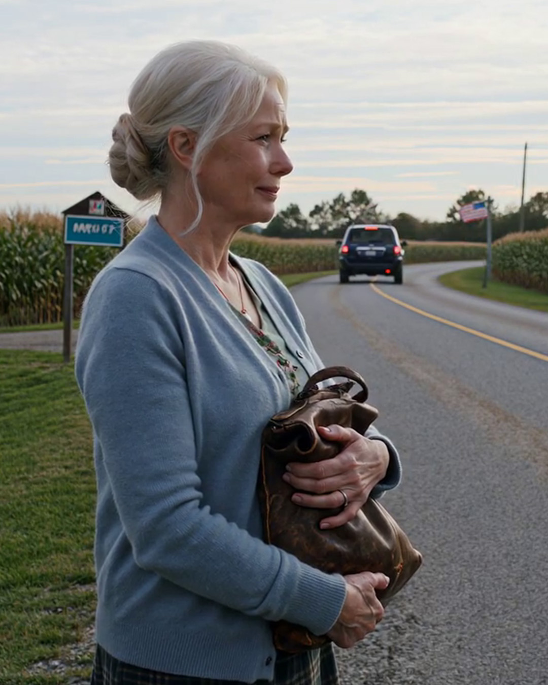 Po tym, jak pochowaliśmy mojego męża, syn zawiózł mnie na cichą ulicę za miastem i powiedział: „Tutaj masz się wynieść. Dom i firma są teraz moje”. Stałam w kurzu, ściskając torebkę, gdy odjechał, nie oglądając się za siebie. Nie było telefonu. Nie było gotówki. I wtedy zdałam sobie sprawę – nie byłam sama. Byłam wolna… ale on nie miał pojęcia, co poczyniłam, zanim zmarł jego ojciec…